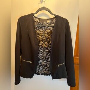 Black Women's Jacket/Blazer with Lace Detail